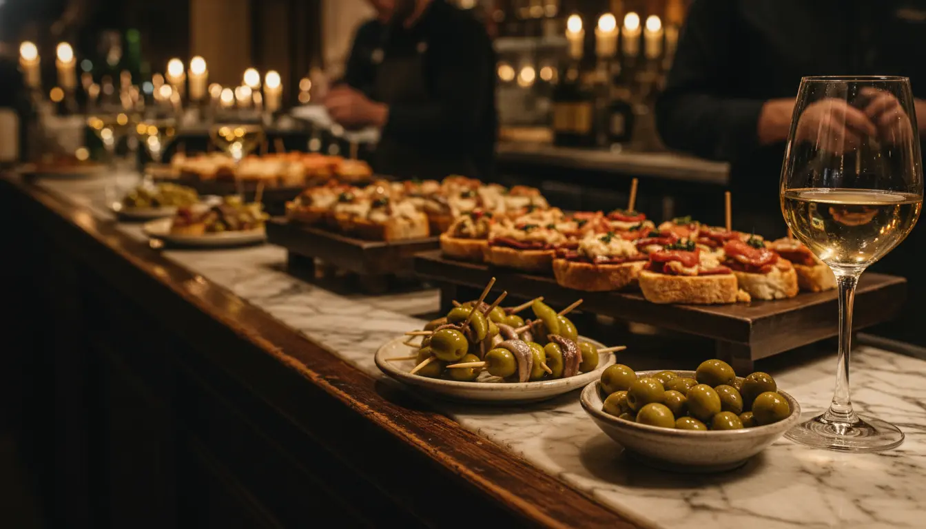 Gildas on a counter at a wine bar